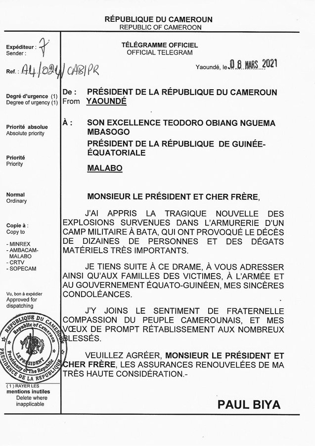 Condolencias De Paul Biya Agence Cameroun Presse Asodeguesegundaetapa Org